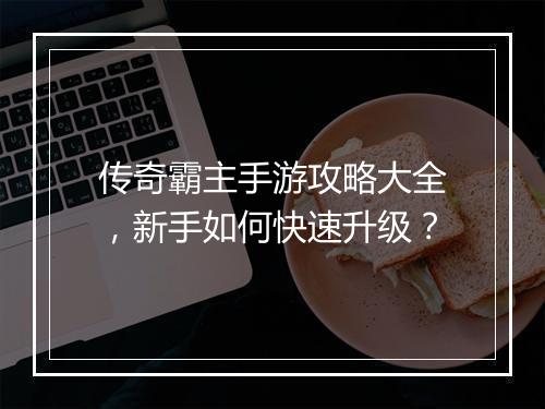 传奇霸主手游攻略大全，新手如何快速升级？