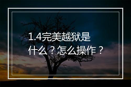1.4完美越狱是什么？怎么操作？