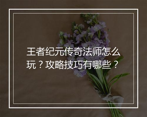 王者纪元传奇法师怎么玩？攻略技巧有哪些？