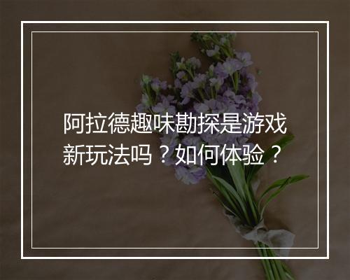 阿拉德趣味勘探是游戏新玩法吗？如何体验？