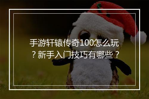 手游轩辕传奇100怎么玩？新手入门技巧有哪些？