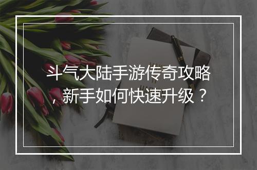 斗气大陆手游传奇攻略，新手如何快速升级？
