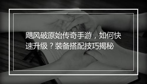 飓风破原始传奇手游，如何快速升级？装备搭配技巧揭秘