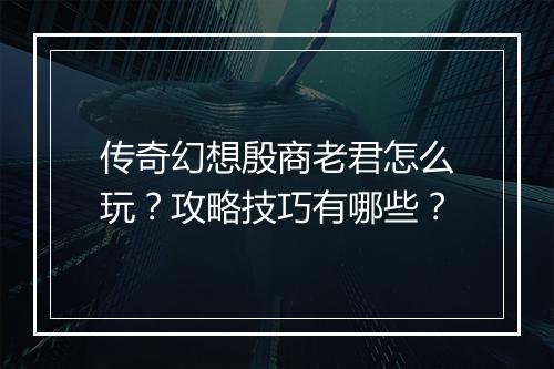 传奇幻想殷商老君怎么玩？攻略技巧有哪些？