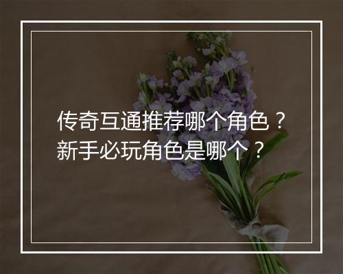 传奇互通推荐哪个角色？新手必玩角色是哪个？