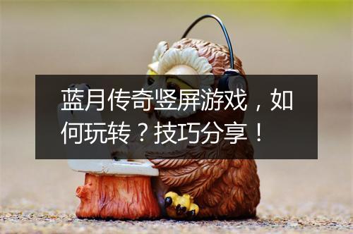 蓝月传奇竖屏游戏，如何玩转？技巧分享！