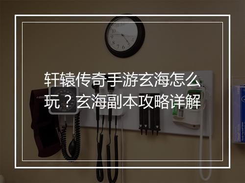 轩辕传奇手游玄海怎么玩？玄海副本攻略详解