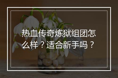 热血传奇炼狱组团怎么样？适合新手吗？
