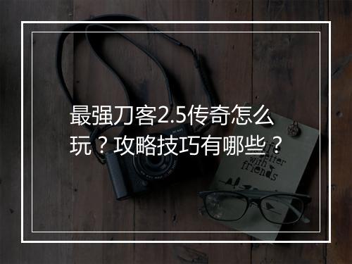 最强刀客2.5传奇怎么玩？攻略技巧有哪些？