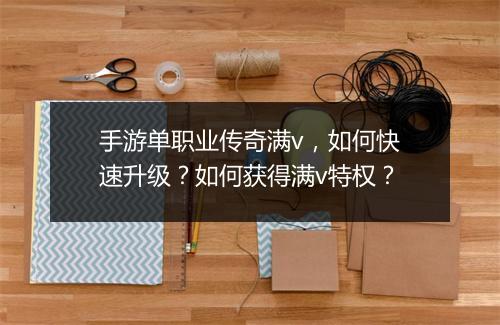 手游单职业传奇满v，如何快速升级？如何获得满v特权？