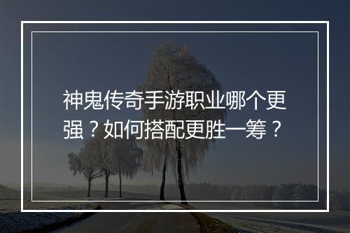 神鬼传奇手游职业哪个更强？如何搭配更胜一筹？