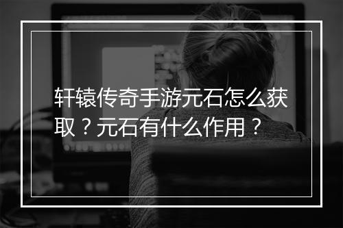 轩辕传奇手游元石怎么获取？元石有什么作用？