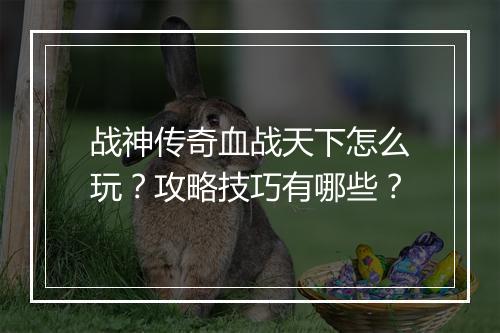 战神传奇血战天下怎么玩？攻略技巧有哪些？