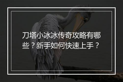 刀塔小冰冰传奇攻略有哪些？新手如何快速上手？