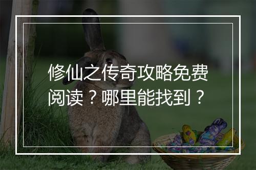 修仙之传奇攻略免费阅读？哪里能找到？