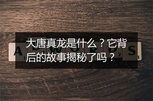 大唐真龙是什么？它背后的故事揭秘了吗？