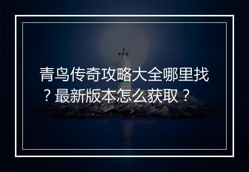 青鸟传奇攻略大全哪里找？最新版本怎么获取？