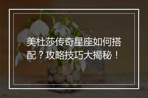 美杜莎传奇星座如何搭配？攻略技巧大揭秘！