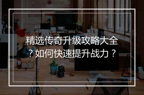 精选传奇升级攻略大全？如何快速提升战力？