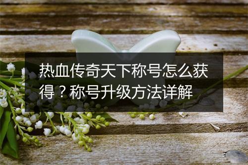 热血传奇天下称号怎么获得？称号升级方法详解