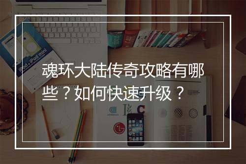魂环大陆传奇攻略有哪些？如何快速升级？