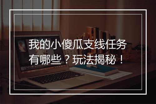 我的小傻瓜支线任务有哪些？玩法揭秘！