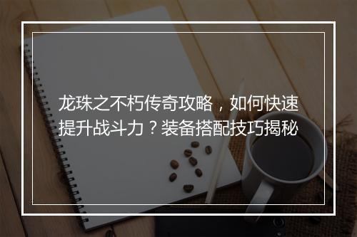 龙珠之不朽传奇攻略，如何快速提升战斗力？装备搭配技巧揭秘