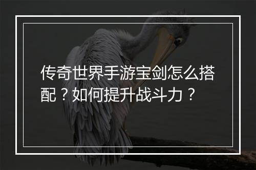 传奇世界手游宝剑怎么搭配？如何提升战斗力？