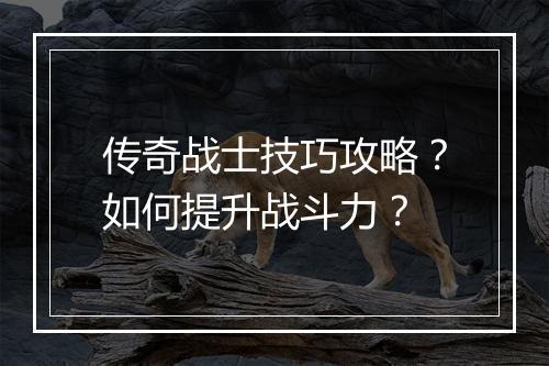 传奇战士技巧攻略？如何提升战斗力？