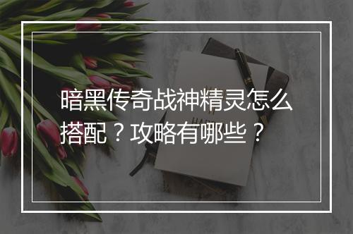 暗黑传奇战神精灵怎么搭配？攻略有哪些？