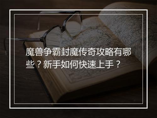 魔兽争霸封魔传奇攻略有哪些？新手如何快速上手？