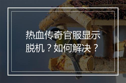 热血传奇官服显示脱机？如何解决？