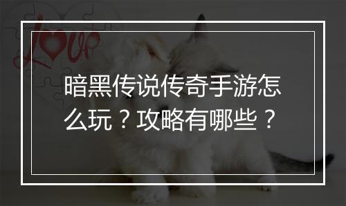 暗黑传说传奇手游怎么玩？攻略有哪些？