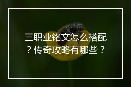 三职业铭文怎么搭配？传奇攻略有哪些？