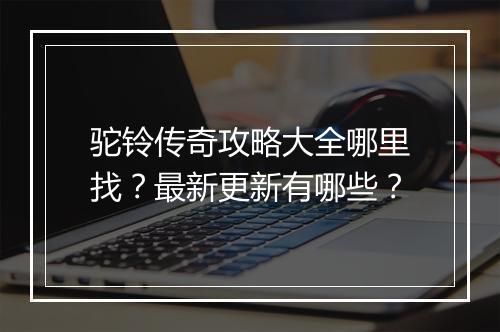 驼铃传奇攻略大全哪里找？最新更新有哪些？