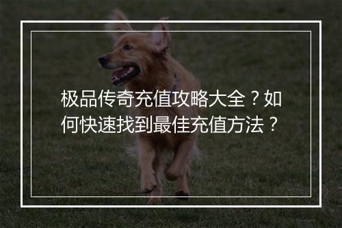 极品传奇充值攻略大全？如何快速找到最佳充值方法？