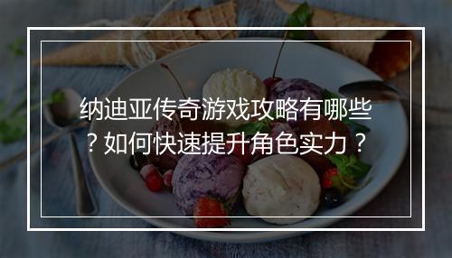 纳迪亚传奇游戏攻略有哪些？如何快速提升角色实力？