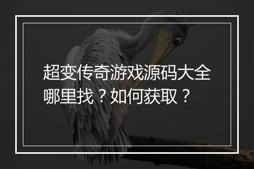 超变传奇游戏源码大全哪里找？如何获取？