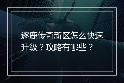 逐鹿传奇新区怎么快速升级？攻略有哪些？