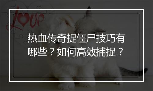 热血传奇捉僵尸技巧有哪些？如何高效捕捉？
