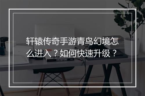 轩辕传奇手游青鸟幻境怎么进入？如何快速升级？