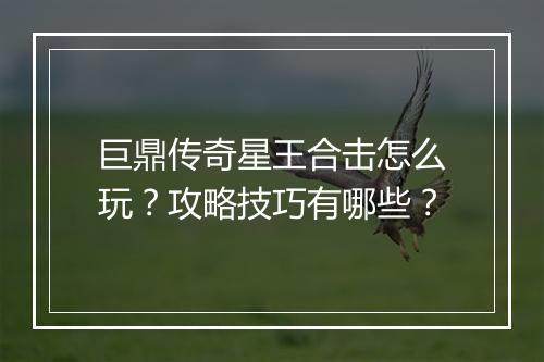 巨鼎传奇星王合击怎么玩？攻略技巧有哪些？