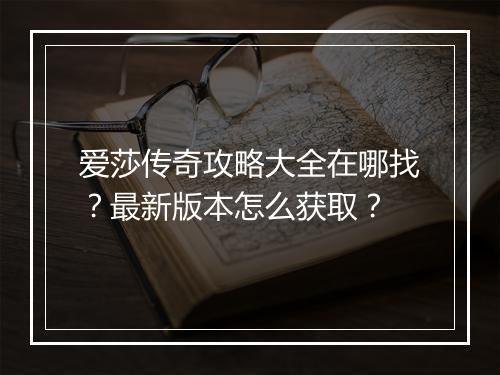 爱莎传奇攻略大全在哪找?最新版本怎么获取?