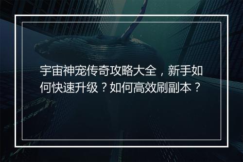 宇宙神宠传奇攻略大全，新手如何快速升级？如何高效刷副本？