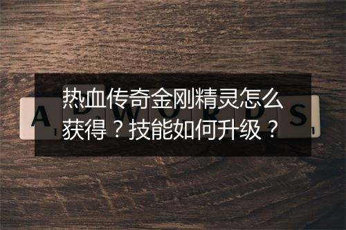 热血传奇金刚精灵怎么获得？技能如何升级？