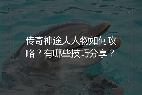 传奇神途大人物如何攻略？有哪些技巧分享？
