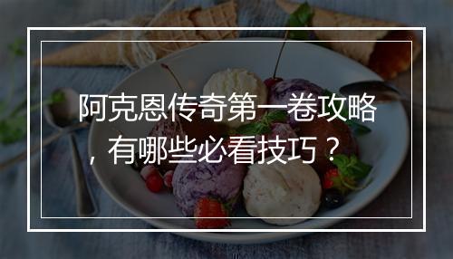 阿克恩传奇第一卷攻略，有哪些必看技巧？
