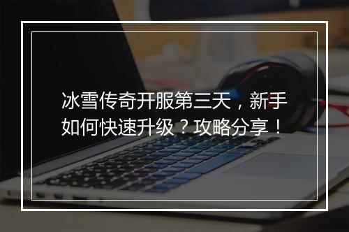 冰雪传奇开服第三天，新手如何快速升级？攻略分享！