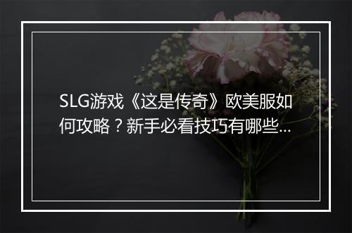 SLG游戏《这是传奇》欧美服如何攻略？新手必看技巧有哪些？