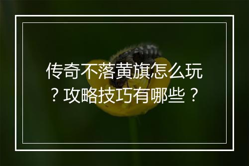 传奇不落黄旗怎么玩？攻略技巧有哪些？